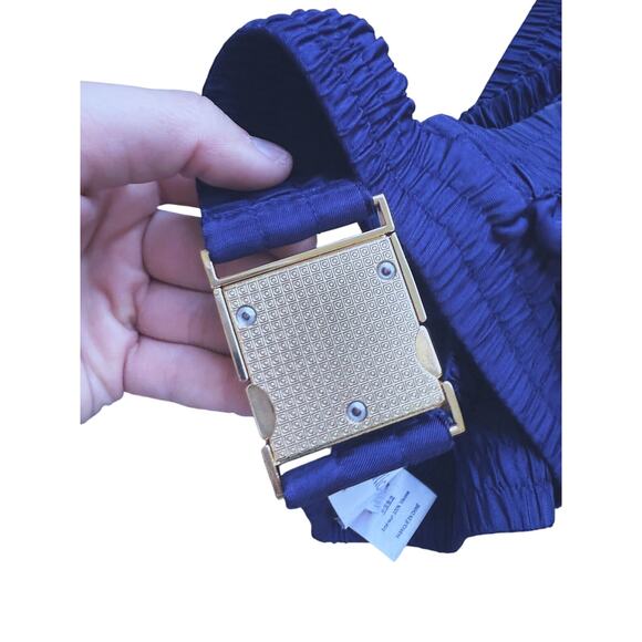 Alice McCall Bikini Top Bralette Smocked Navy Blue Size 2 Designer Luxury Swim - Picture 8 of 10